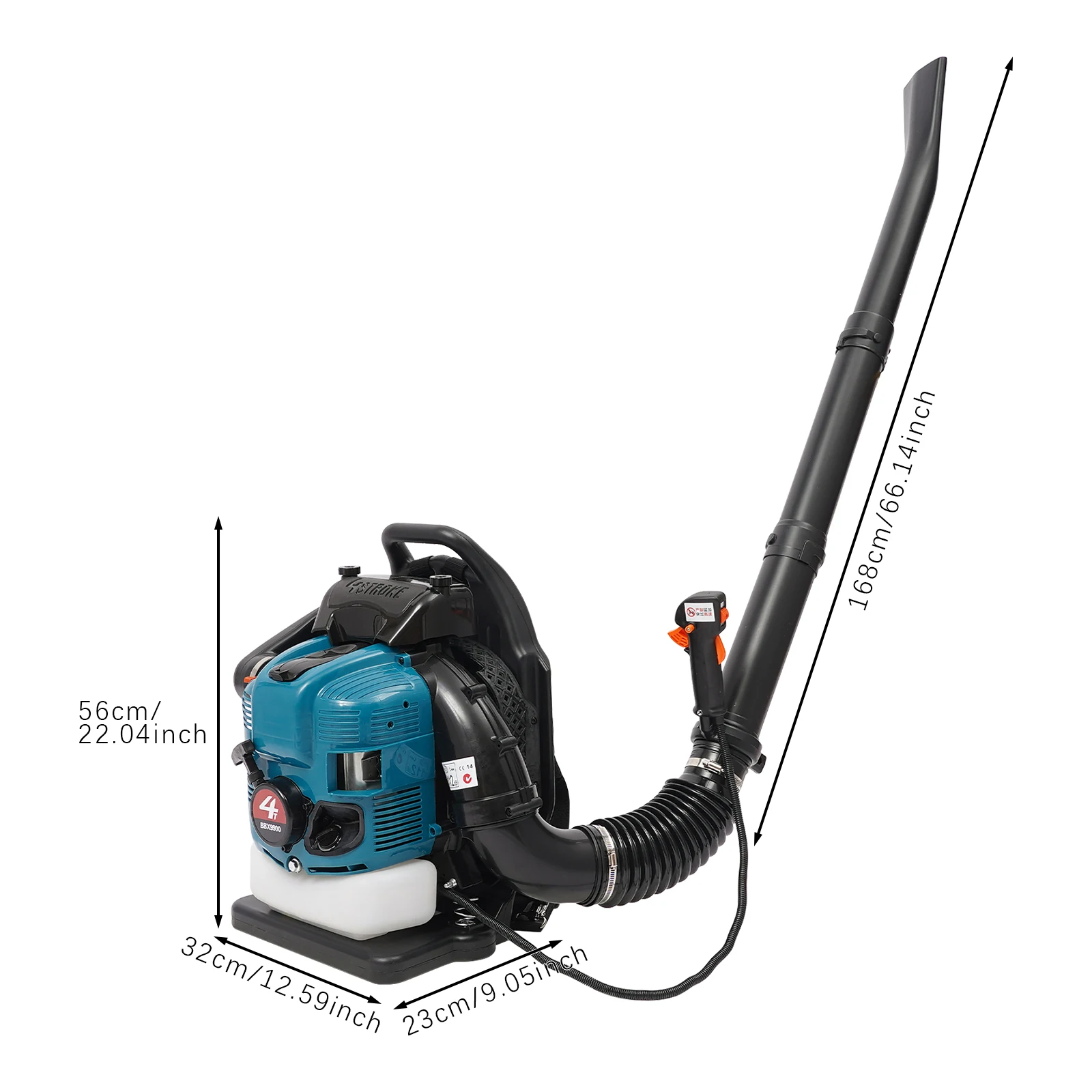 Power Tools Yard - ガソリン式バックパックリーフブロワー 75.6cc 4ストロークエンジン搭載 強力な掃除機兼コードレスガーデンツール 芝生の手入れ、庭のゴミ、雪の掃除に