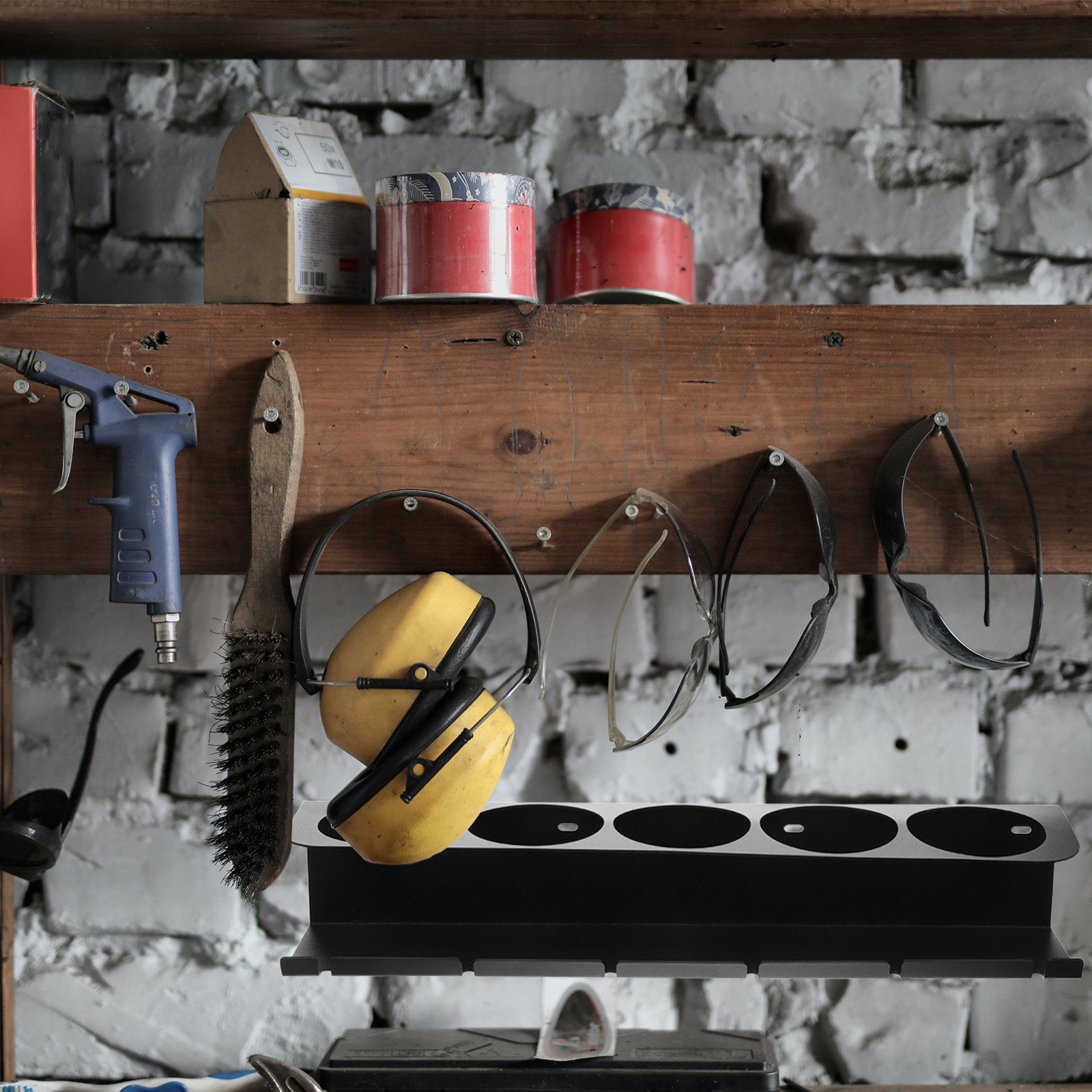 Power Tools Holder - 頑丈な金属製電動工具用壁掛けオーガナイザーラック1セット、ガレージや作業場の収納に最適、大容量壁掛け工具ホルダー、エアゾール