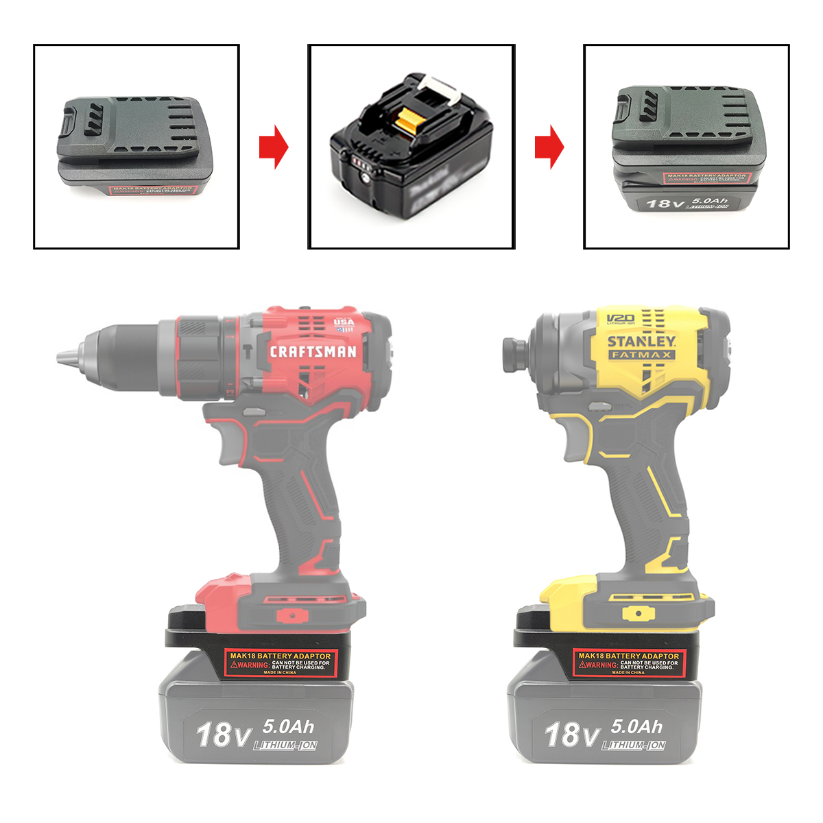 Power Tools Stanley - マキタ 18V リチウムイオン電池用バッテリーアダプターコンバーター CRAFTSMAN 20V スタンレー