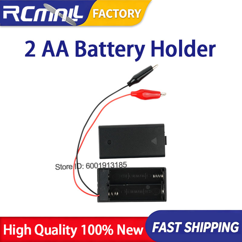 Power Tools Holder - 10個入り 2AA 3V バッテリーホルダーケースボックス、アリゲータークリップスイッチカバー付き、電源収納エンクロージャー、ツール、PC周辺機器セットアップ