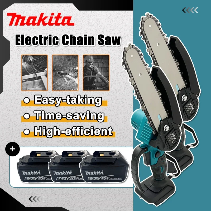 Power Tools Hand Held - マキタ 6 インチチェーンソー電動のこぎりハンドヘルドポータブル木材伐採チェーンソー庭の剪定木工電動工具 18V バッテリー用