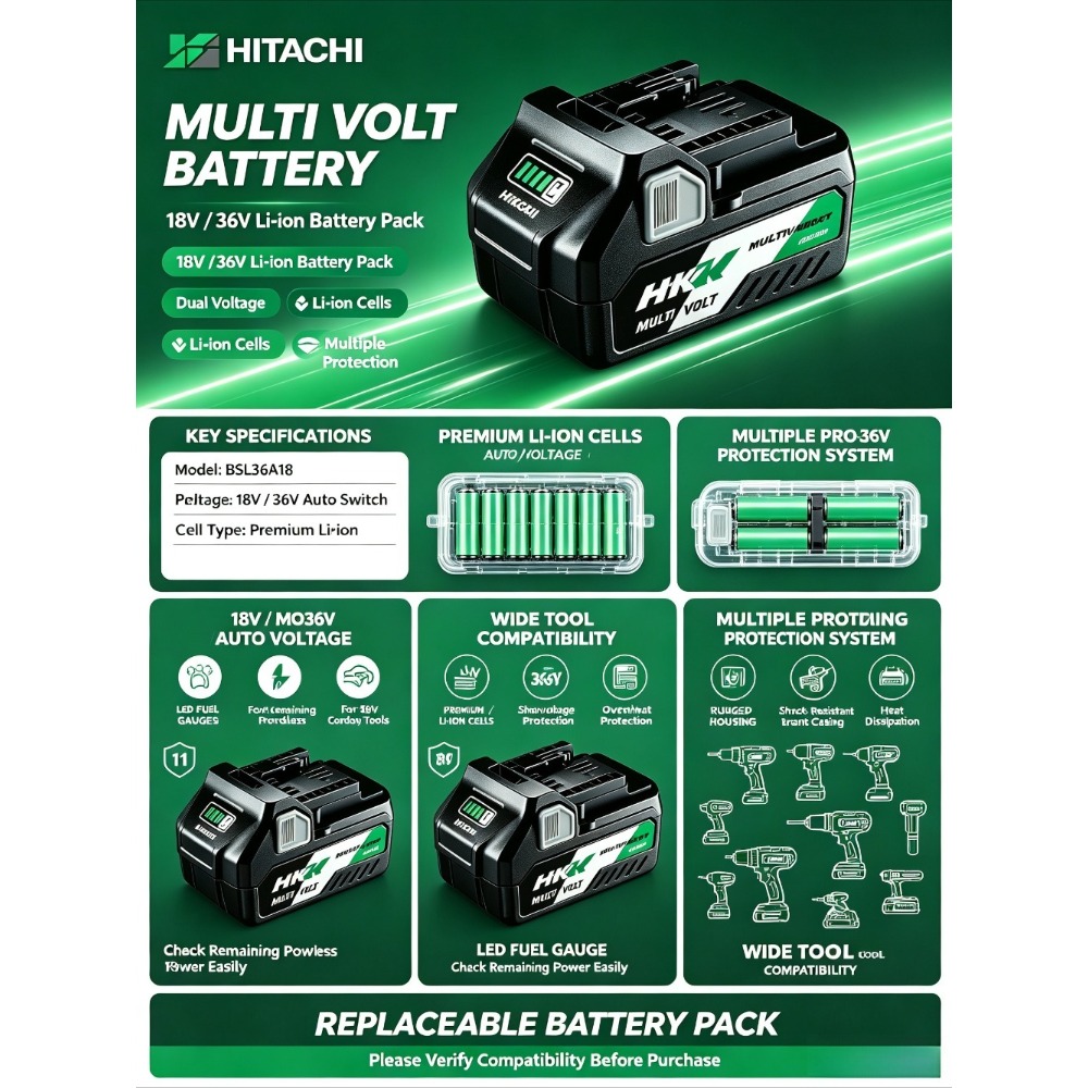 100%純正HiKOKI BSL36A18バッテリー 18V - Power Tools Hikoki のレビューと価格