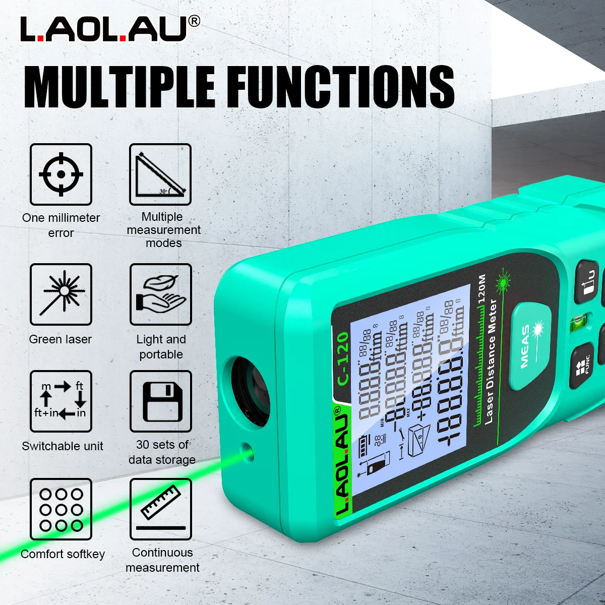 LAOLAU デジタルレーザー距離計赤/緑レーザービームメー - Power Tools Green のレビューと価格